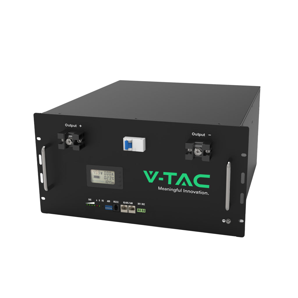 V-TAC Batteria di Accumulo Rack LV 9.6kWh LFP 48V 200Ah 100A Nera CEI 0-21