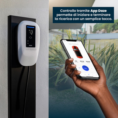 Daze Wallbox Dazebox Home T 7.4kW Monofase 32A con Schermo, RFID e Cavo Tipo 2 5m
