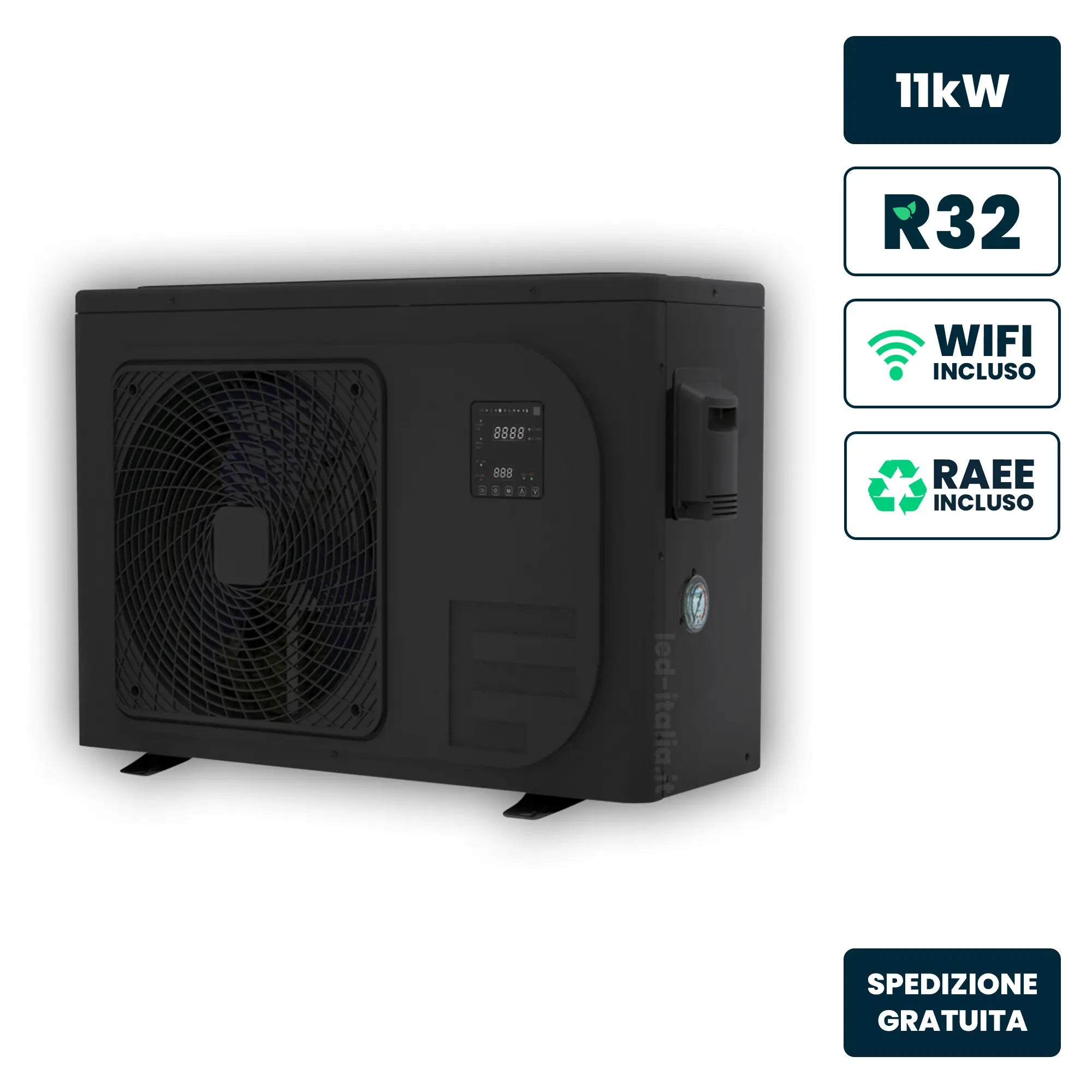 Deye Pompa di calore piscina 11kW R32 Solar AC/DC monoblocco completo